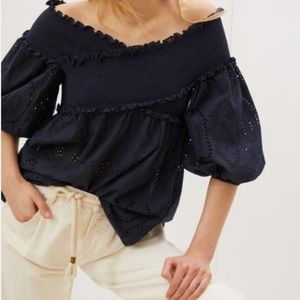 ANTHROPOLOGIE Sachin & Babi Selene Eyelet Off Shoulder Blouse NWT